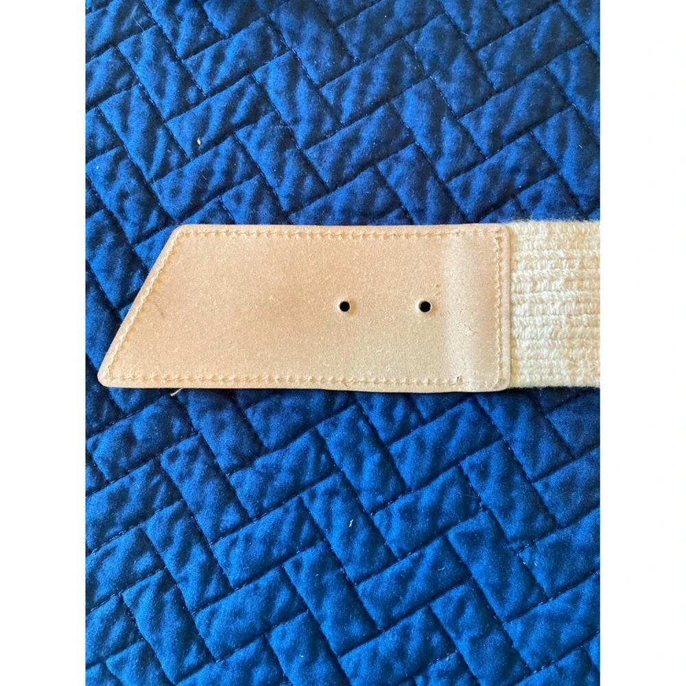 Vtg Leather Shop Neutral Belt Cork Texture Stretch Gold-Tone Buckle Retro S SM‎